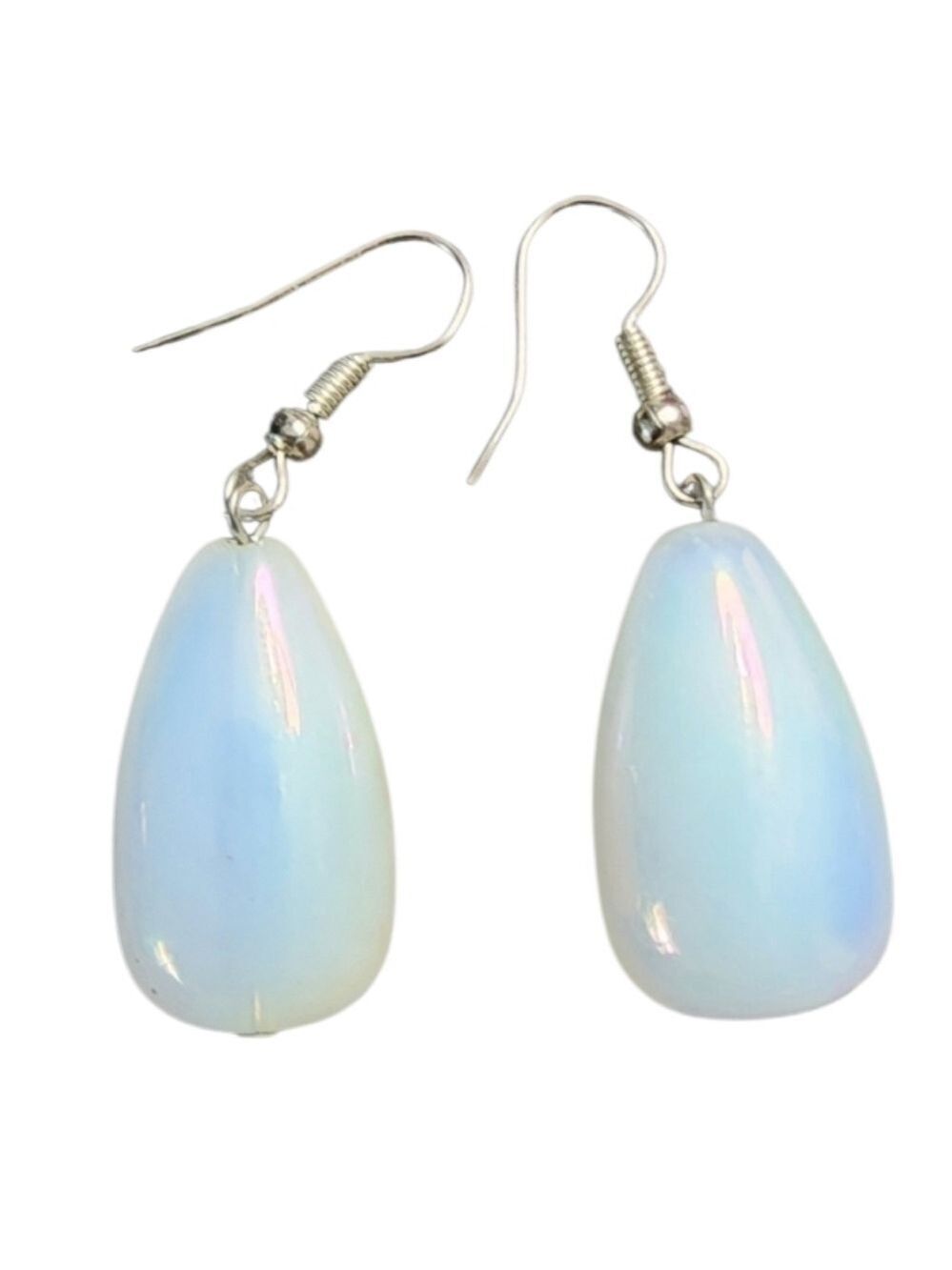 Opalescent White Teardrop Earrings